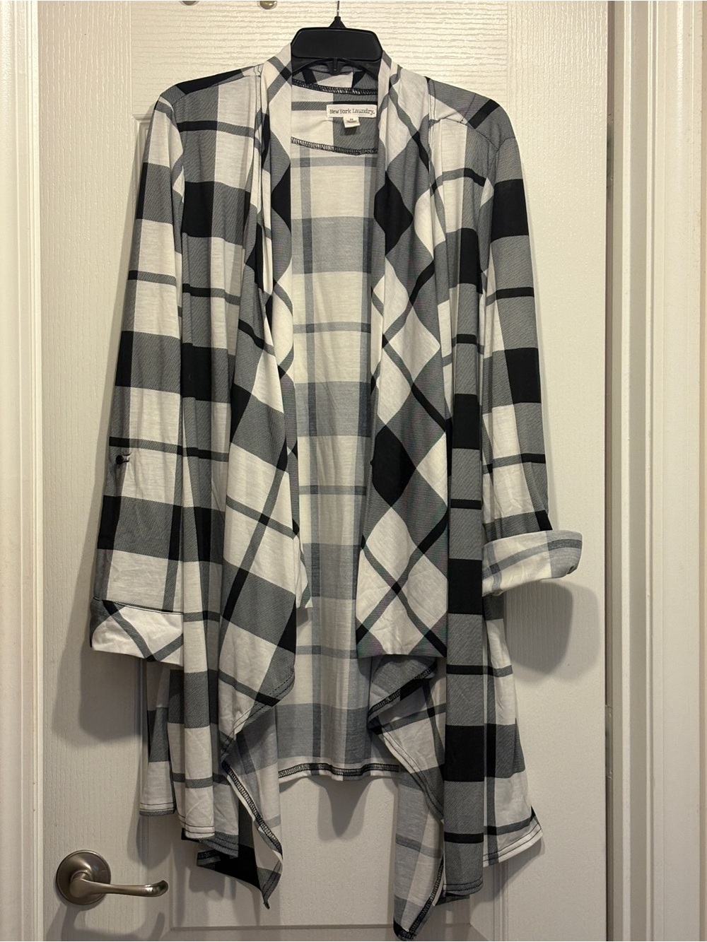 New York Laundry Black and White Plaid Draped Tunic